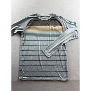 Rabbit Running Shirt Men SM Gray Striped Long Sleeve Raglan Athletic